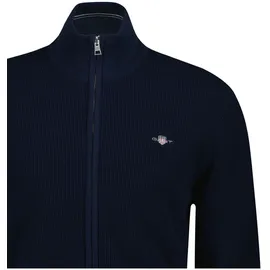 GANT Strickjacke MICRO TEXTURED COTTON ZIP CARDIGAN blau, XL