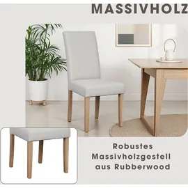 byLIVING Esszimmerstuhl 2er Set Elias/Webstoff Taupe/Gestell Massivholz schwarz/B 47, H 99,5, T 60 cm