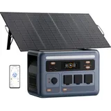 OSCAL PowerMax 1800SE Tragbare Powerstation, 1024 Wh LiFePO4-Akku, 1800W Solargenerator mit 1 * 400W Solarpanel, Zwei 100 W USB-C Schnellladung, Notstrom für Camping, Wohnmobil und Haus