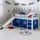 Homestyle4u Hochbett 90x200 mit Vorhang Lattenrost und Rutsche in Weiß Blau, Holz Kiefer Turm Tunnel Rutsc