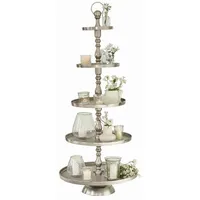 Loberon Etagere Magonie, Fünfstöckiges Deko-Highlight, Imposante Höhe, Hochwertiges Antik-Finish, Dekoration, Aluminiumguss, antiksilber