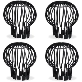 Relaxdays Fallrohrschutz 4er Set Kunststoff Korb Laub Rinnensieb Ø 13 cm Schwarz