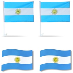 Sonia Originelli Fahne Fanpaket „Argentinien“ Argentina Fußball Flaggen Magnet Autofahnen, Magnete: 3D-Effekt
