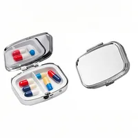2 Stück Pillendose Klein Unterwegs,tablettenbox,kleine tablettendose aufbewahrungsbox,Metall mit Fächern,Mini Silber,metallbox-behälterTragbare Tabletten Box,Medikamentenbox Nahrungsergänzungsmittel