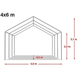 TOOLPORT Partyzelt 4 x 6 m inkl. Seitenteile rot/weiß (6097)