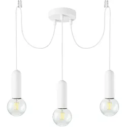 Pendelleuchte, weiß, E27 Fassung, Industrial Stil, 3 Leuchtspots, modern