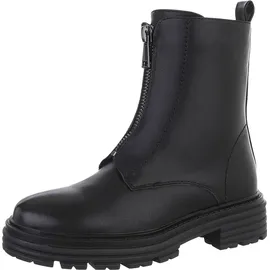 Ital-Design Damen Stiefeletten Plateaustiefeletten, 2380-, Kunstleder, Schwarz Gr. 36 - 36