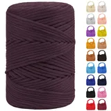 LEREATI Polyester Garn 3mm x 170m, Makramee Garn 3mm Geflochten Makramee Schnur Bunt, Macrame Cord 3mm Farbig für Geschenk, Häkeltasche, Umhängetasche, Platzteller, Wohndekorationen (Kaffee)