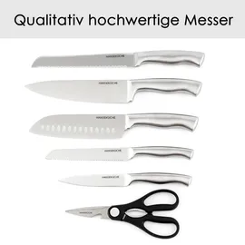 Hanseküche Messerblock Schwarz – Messerset mit Messerhalter aus Holz und Schärfer Groß Block Messer Set