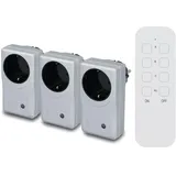 Unitec Funkfernschalter-Set 3 Steckdosen + 1 Fernbedienung, silber