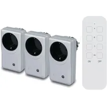 Unitec Funkfernschalter-Set 3 Steckdosen + 1 Fernbedienung, silber