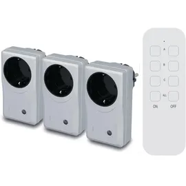 Unitec Funkfernschalter-Set 3 Steckdosen + 1 Fernbedienung, silber