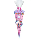 Ursus 10040001 - Diamond Painting Schultüten-Bastelset Easy Line "Fancy Unicorn", Rosa, 6-eckig, aus 3D-Colorwellpappe, 68 cm, Durchmesser ca. 20 cm, zum Basteln einer Zuckertüte