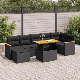 vidaXL Garten-Lounge-Set 8-tlg. schwarz