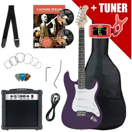 Rocktile ST-Pack Komplettset E-Gitarre Purple (Verstärker, Stimmgerät, Tremolo, Tasche, Kabel, Gurt, Plecs, Ersatzsaiten und Schule mit CD/DVD)