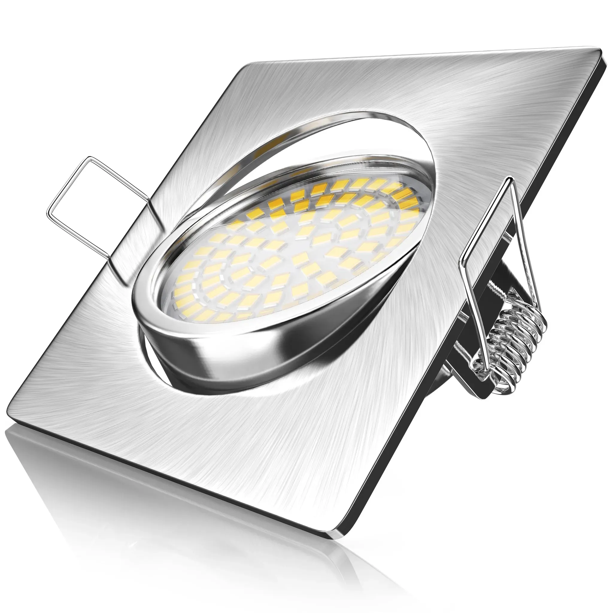 LED-Einbaustrahler eckig dimmbar extra flach Silber