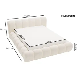 GRAINGOLD Polsterbett mit Bettkasten 140x200 Grau Samt, Doria