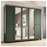 Lomadox Kleiderschrank landhausstil epsom-83 mit 3 spiegeln In grün Mit Lefkas Eiche nb. b/h/t: ca. 246/216/62 cm
