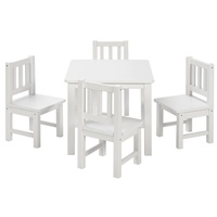 BOMI Kindersitzgruppe Kindersitzgruppe Amy (4 Stühle), (5-tlg), Kindertischgruppe aus Holz (Tisch und 4 Stühle, 5-tlg) weiß