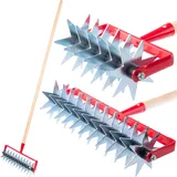 Kadax Sternfräse, Gartenfräse aus Metall, Krümler, mit 12 Sternen, Holzstiel