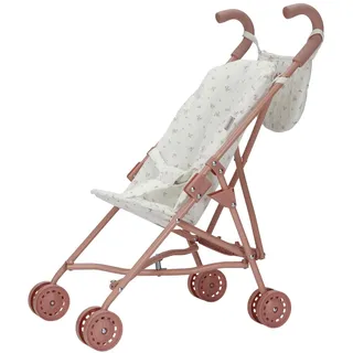 Little Dutch Puppenbuggy Puppenwagen klappbar aus Metall mit Soft-Griffen und Tasche - für Puppen von 33-46 cm, White Meadows/rosa