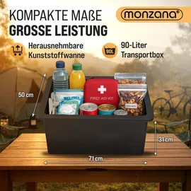 monzana Transportanhänger inkl. 90L Kunststoffwanne und Kupplung schwarz