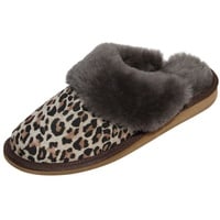 Hollert Damen Hausschuhe Safari Pantoffeln Puschen warme Schuhe Leo-Look