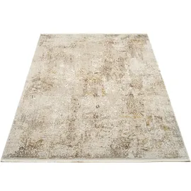 OCI DIE TEPPICHMARKE Teppich OCI DIE TEPPICHMARKE "BESTELLER CAVA", beige (beige, goldfarben), B:300cm H:8mm L:400cm, Viskose, Teppiche, Teppich, Glanz Viskose, mit Fransen, Hoch Tief Struktur, Vintage, Wohnzimmer