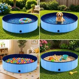 Faltbarer Hundepool Hundekojec 120x30 cm 300L 120x120x30 cm Robust und Strapazierfähig | Hundezubehör - Blau/Grau