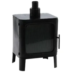 Kamin am Ende des Sofas schwarz - Quadrat Metall Amadeus 44.5x38 cm