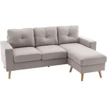 Homcom Ecksofa, L-form Sofa mit 3 Kissen, Eckcouch mit Knopfheftung, Leinenoptik, Couch Wohnlandschaft für Wohnzimmer, Schlafzimmer 193 x 136 x 85 cm | Gr.: onesize