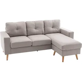 Homcom Ecksofa, L-form Sofa mit 3 Kissen, Eckcouch mit Knopfheftung, Leinenoptik, Couch Wohnlandschaft für Wohnzimmer, Schlafzimmer 193 x 136 x 85 cm | Gr.: onesize