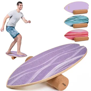 POWRX Balance Board Holz - Vielseitiges Surfbrett für Balance und Koordination für Skateboard, Surf-Training und Zuhause - Robuster Gleichgewichtstrainer für Indoor und Outdoor