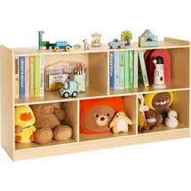 Vevor Kinderregal Bücherregal (114 cm), Spielzeugschrank mit 5 Fächern 2-stufig, Aufbewahrungsschrank für Spielzeug, Spielzeugregal für Schlafz... - Braun