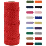 MORAINJAY Makramee Garn 2mm, Makramee Garn Rot, Makramee Baumwollgarn 2mmx100m, Baumwollkordel Natur, Baumwoll Bastelschnur für Basteln Stricken Boho Deko DIY Handwerk Wandbehang Wohnzimmer Balkon