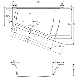 Steinkamp Eckbadewanne 180 x 130/65 cm (245 l)