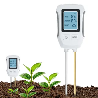 Mcbazel 3 in 1 PH Messer Erde, Säure-Basen-Bodentest, Erkennung von Temperatur, Feuchtigkeit und Feuchtigkeits Messgerät Boden mit hintergrundbeleuchtetem LCD-Display