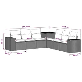vidaXL Sofa Set 7-tlg. Braun/Rot Loungesofa