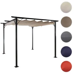 Pergola HWC-C42, Garten Pavillon, stabiles 6cm-Gestell + Schiebedach ~ 3x3m creme