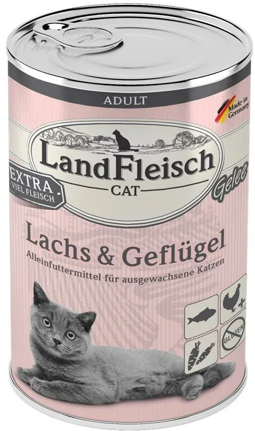 LandFleisch Cat Adult Gelee Lachs & Geflügel 6x400g