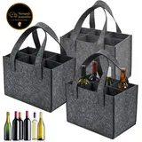 Flaschenträger 6 Flaschen - Filz Getränkehalter für Wein Bier Wasser Transport