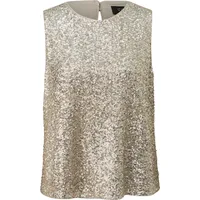 s.Oliver Ärmelloses Blusentop mit Pailletten und Rundhalsausschnitt - beige - 48