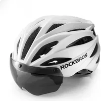 ROCKBROS Fahrradhelm mit Visier, abnehmbarer UV-Schutzbrille, Unisex Matt-Weiß