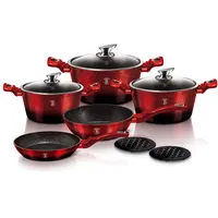 10-teiliges Granit Kochtopfset Topfset BERLINGERHAUS Metallic Burgundy BH-1631N