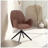Homestyle4u Polsterstuhl Bouclé Leder Braun Drehbar 2842