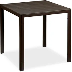 Relaxdays Gartentisch quadratisch, Holzoptik, Esstisch Garten, Balkon, Terrasse, 74,5x77,5x77,5cm, Balkontisch, braun