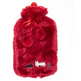 BiggDesign Wärmflasche 2 L mit weichem Plüschbezug, Rot, für Bett und Sofa