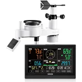 Vevor 7-in-1-Wetterstation Funk, 7,5-Zoll-Display, solarbetriebener Außensensor, Regenmesser, für Wettervorhersage, Temperatur, Luftfeuchtigkeitsmesser, Windgeschwindigkeit & -richtung (kein WLAN)