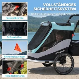 aiyaplay 2 in 1 Fahrradanhänger & Buggy Faltbar Hellblau