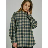 Norr Bluse Woody beige / blau S